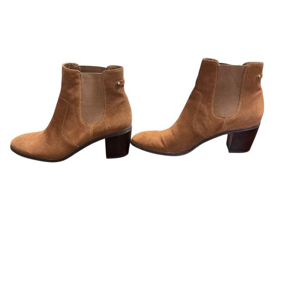 Anne Klein Brown Suede Ankle Boots Size 11 Round Toe Block Heel Casual Neutral - Picture 3 of 12
